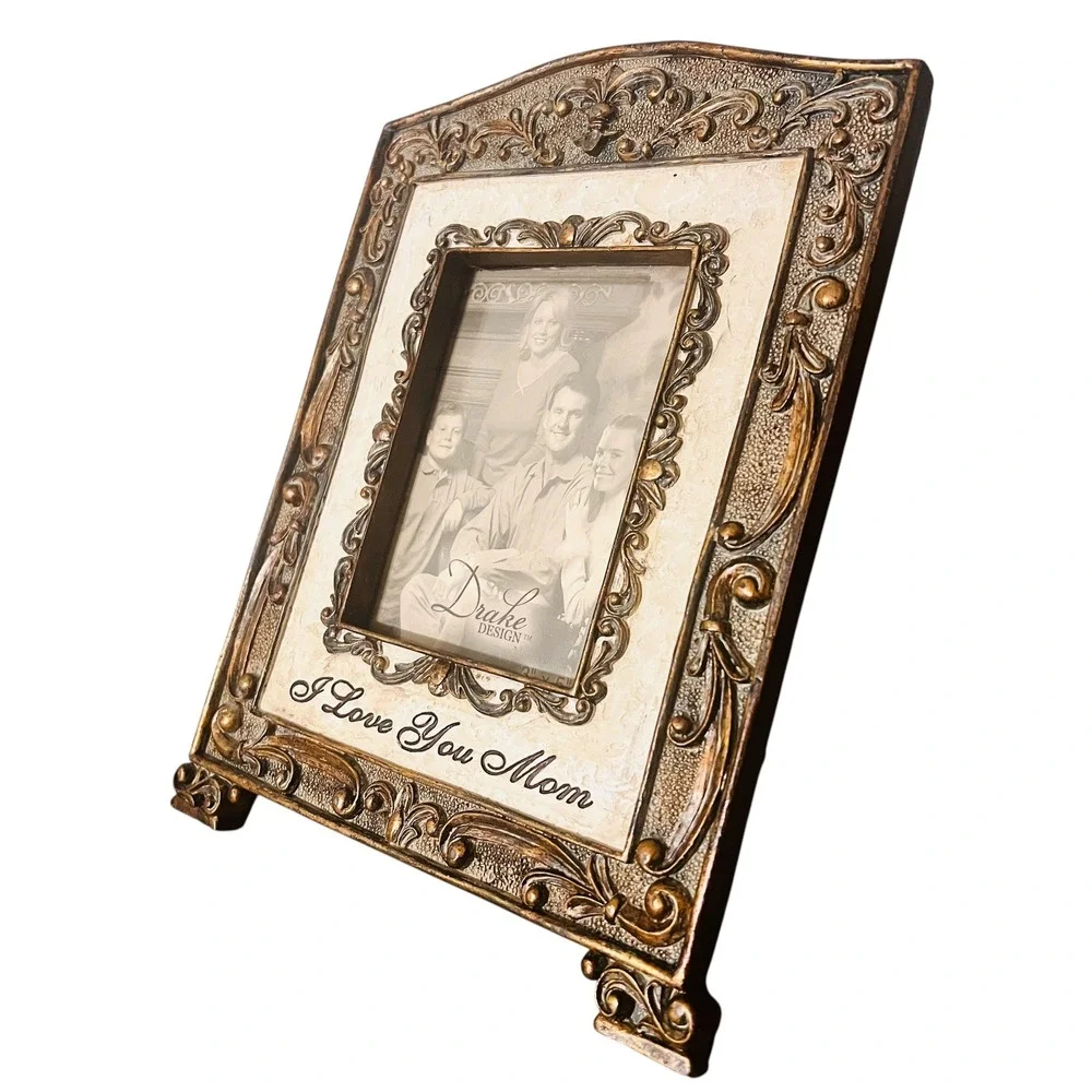 Drake‎ Design I Love You Mom Ornate Bronze Tone 3x5 Photo Picture Frame Baroque